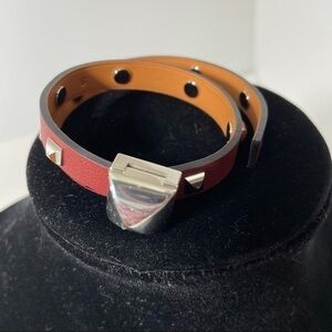 NWOT Hermes medor double tour bracelet rouge T2
